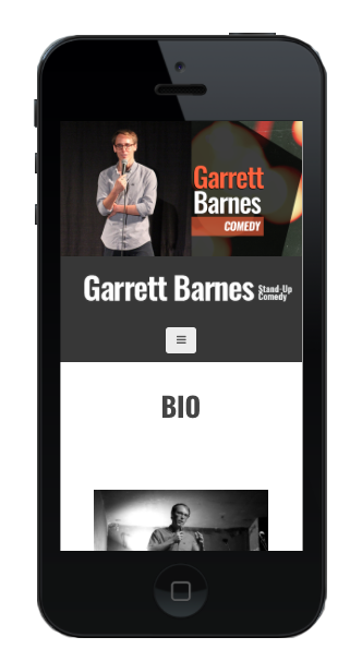 Garrett Barnes comedy website mobile preview
